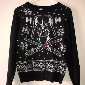 Star Wars Darth Vader Christmas Sweater Lightsaber Black Crewneck Xmas Sweater